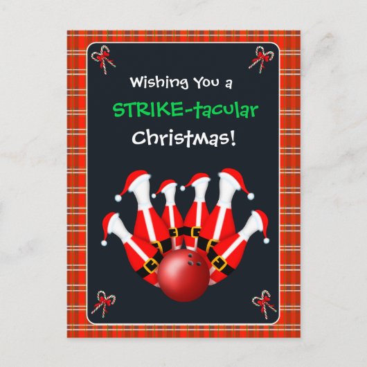 Merry Christmas Bowling  Postkarte (Vorderseite)