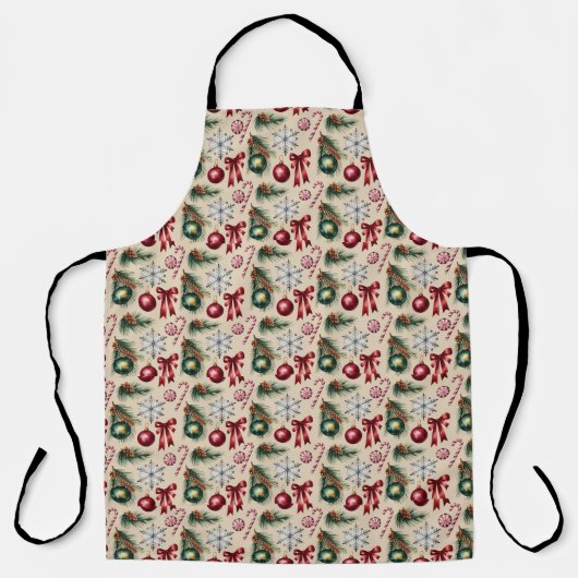 Merry Christmas bows ornaments candy canes Schürze (Vorderseite)