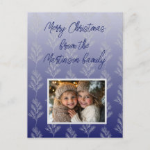 Merry Christmas Branches Pattern Blue Ombre Foto
