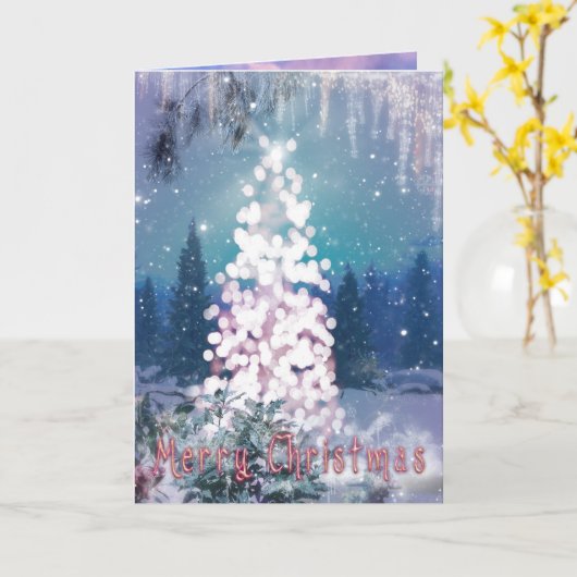 MERRY CHRISTMAS "Bright Light Tree" Karte (Gelbe Blume)