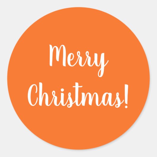 Merry Christmas Bright Orange Typografie Runder Aufkleber (Vorderseite)