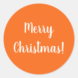 Merry Christmas Bright Orange Typografie Runder Aufkleber
