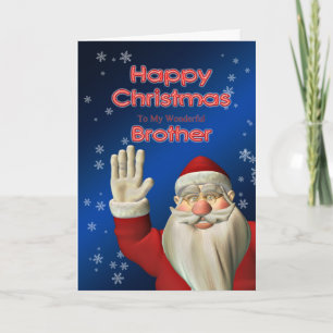 Merry Christmas Brother, Santa waving Feiertagskarte