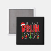 Merry Christmas Bruh Buffalo Plaid Retro Xmas Men Magnet (Vorderseite/Rückseite)