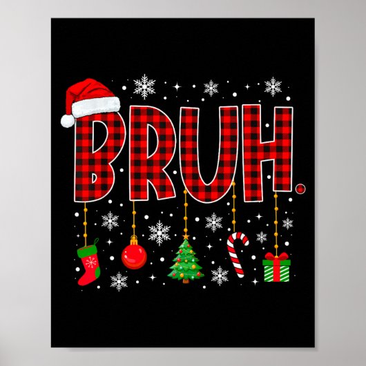 Merry Christmas Bruh Buffalo Plaid Retro Xmas Men Poster (Vorne)