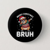Merry Christmas Bruh Capybara Dabbing Santa Hat Xm Button (Vorderseite)
