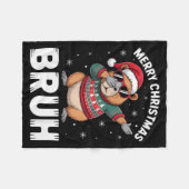 Merry Christmas Bruh Capybara Dabbing Santa Hat Xm Fleecedecke (Vorderseite (Horizontal))