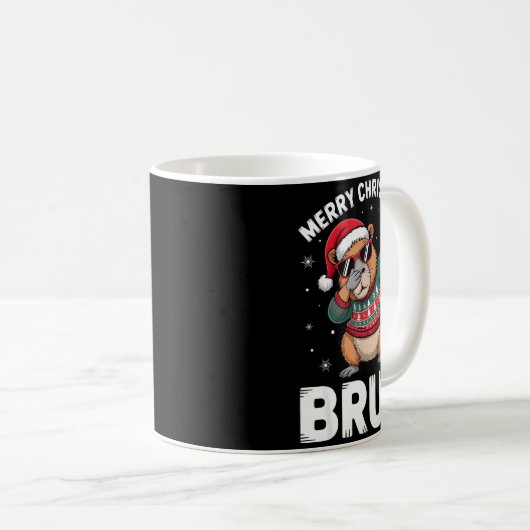 Merry Christmas Bruh Capybara Dabbing Santa Hat Xm Kaffeetasse (VorderseiteRechts)