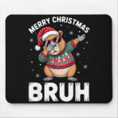 Merry Christmas Bruh Capybara Dabbing Santa Hat Xm Mousepad (Vorne)
