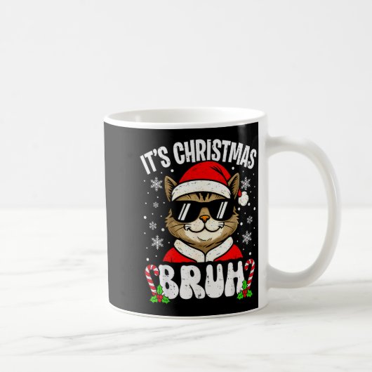Merry Christmas Bruh Funny Cat Kitten Xmas Men Boy Kaffeetasse (Rechts)
