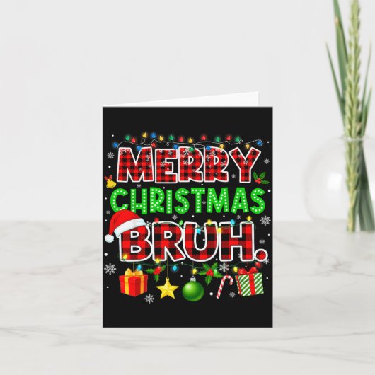 Merry Christmas Bruh Funny Red Plaid Teens Boys Ki Karte (Vorderseite)
