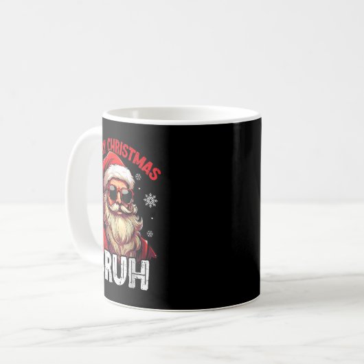 Merry Christmas Bruh Funny Santa Claus Retro Men W Kaffeetasse (Vorderseite Links)