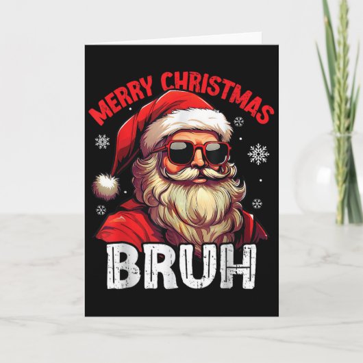 Merry Christmas Bruh Funny Santa Claus Retro Men W Karte (Vorderseite)