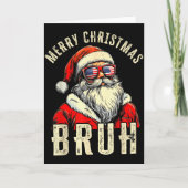 Merry Christmas Bruh Funny Santa Claus Retro Men W Karte (Vorderseite)