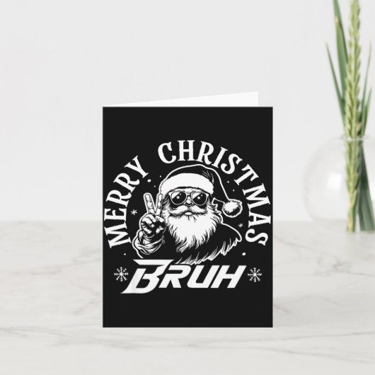 Merry Christmas Bruh Funny Santa Claus Retro Men W Karte (Vorderseite)