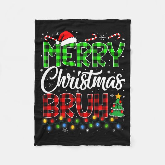 Merry Christmas Bruh Meme Funny Saying Bro Teens B Fleecedecke (Vorderseite)