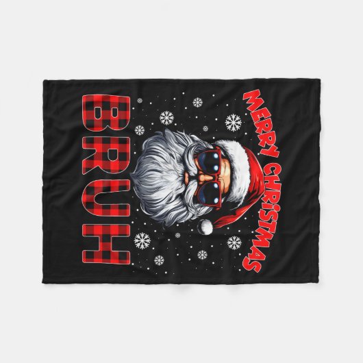 Merry Christmas Bruh Red Plaid Funny Santa Claus M Fleecedecke (Vorderseite (Horizontal))