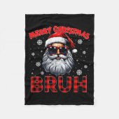 Merry Christmas Bruh Red Plaid Funny Santa Claus M Fleecedecke (Vorderseite)