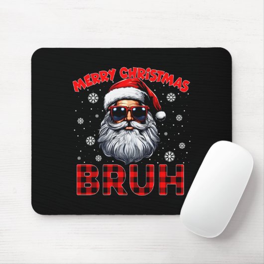 Merry Christmas Bruh Red Plaid Funny Santa Claus M Mousepad (Mit Mouse)