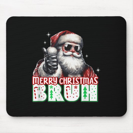 Merry Christmas Bruh Thumbs Up Chill Santa Claus F Mousepad (Vorne)
