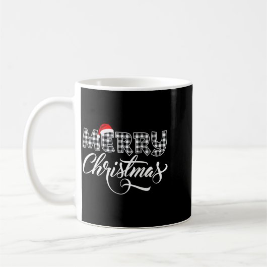Merry Christmas Buffalo Black And White Plaid For Kaffeetasse (Links)