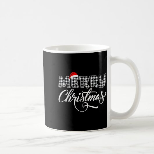Merry Christmas Buffalo Black And White Plaid For  Kaffeetasse (Rechts)