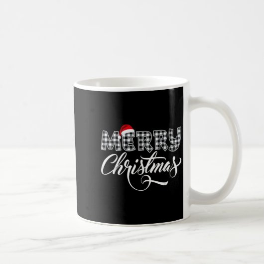 Merry Christmas Buffalo Black And White Plaid For Kaffeetasse (Rechts)