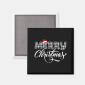 Merry Christmas Buffalo Black And White Plaid For Magnet (Vorderseite/Rückseite)