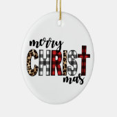 Merry CHRISTmas Buffalo Kariert Keramik Ornament (Rechts)