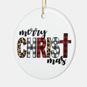 Merry CHRISTmas Buffalo Kariert Keramik Ornament (Links)