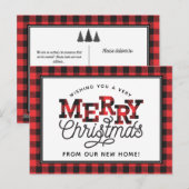 MERRY Christmas Buffalo Kariert Moving Ankündigung Postkarte (Vorne/Hinten)