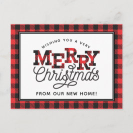 MERRY Christmas Buffalo Kariert Moving Ankündigung Postkarte
