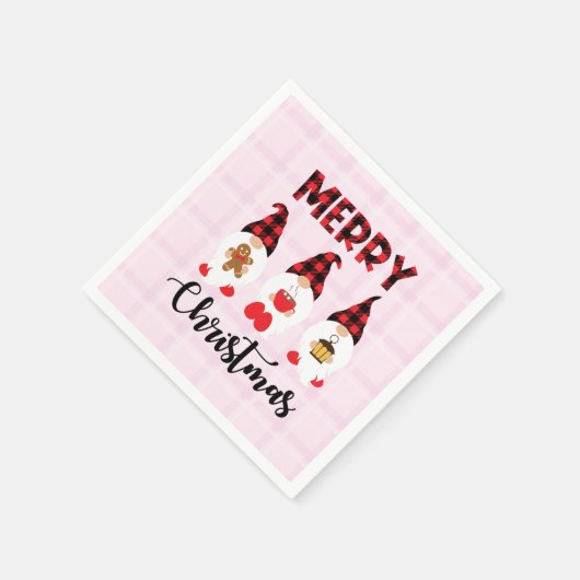 Merry Christmas- Buffalo Pläd Gnomen Serviette (Ecke)