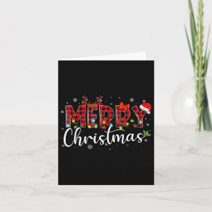Merry Christmas Buffalo Pläd Red Santa Hat Xmas P Karte