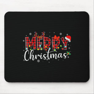 Merry Christmas Buffalo Pläd Red Santa Hat Xmas P Mousepad