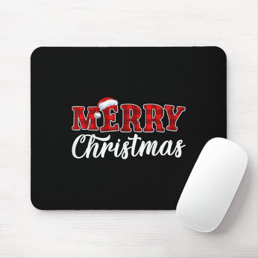 Merry Christmas Buffalo Pläd Red Santa Hat Xmas P Mousepad (Mit Mouse)