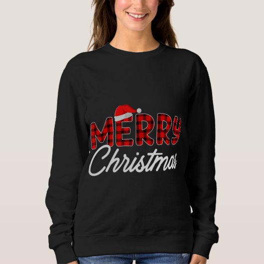 Merry Christmas Buffalo Pläd Red Santa Hat Xmas P Sweatshirt (Vorderseite)