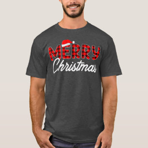 Merry Christmas Buffalo Pläd Red Santa Hat Xmas P T-Shirt
