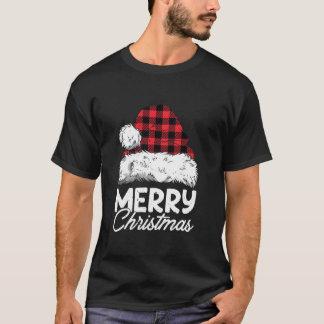 Merry Christmas Buffalo Pläd Red Santa Hat Xmas P T-Shirt