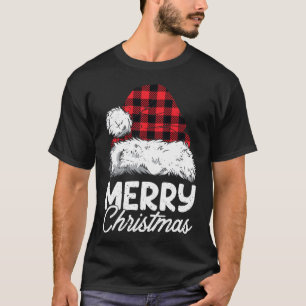 Merry Christmas Buffalo Pläd Red Santa Hat Xmas P T-Shirt