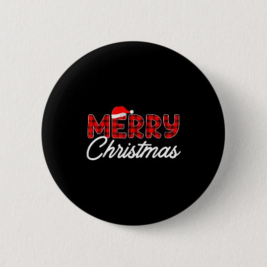 Merry Christmas Buffalo Plaid Button (Vorderseite)