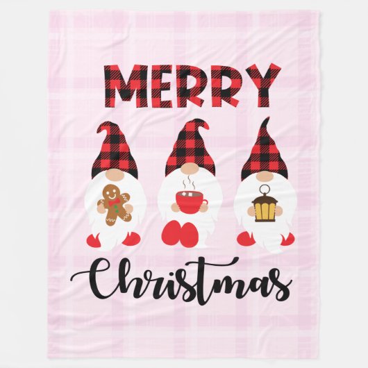 Merry Christmas- Buffalo Plaid Gnomes Fleecedecke (Vorderseite)