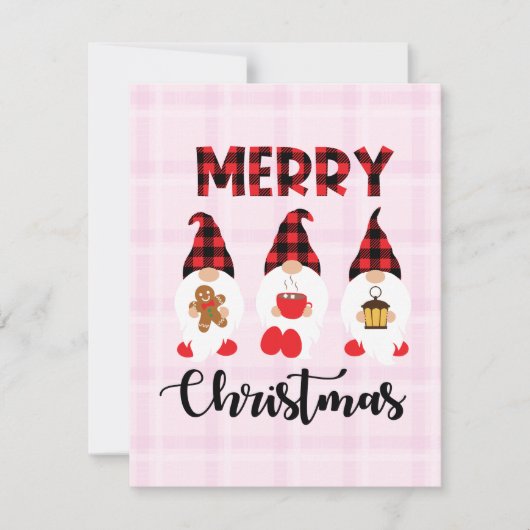 Merry Christmas- Buffalo Plaid Gnomes Mitteilungskarte (Vorderseite)