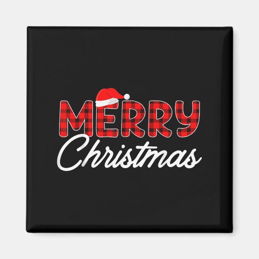 Merry Christmas Buffalo Plaid Magnet (Vorne)