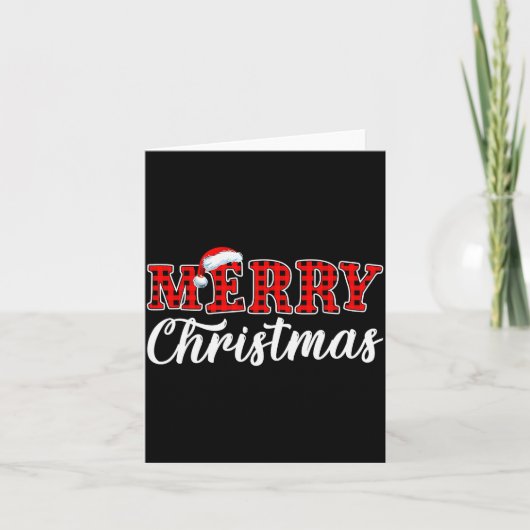 Merry Christmas Buffalo Plaid Red Santa Family Mat Karte (Vorderseite)