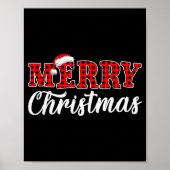 Merry Christmas Buffalo Plaid Red Santa Family Mat Poster (Vorne)