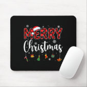 Merry Christmas Buffalo Plaid Red Santa Family Xma Mousepad (Mit Mouse)