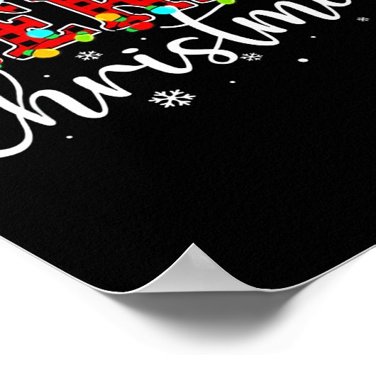 Merry Christmas Buffalo Plaid Red Santa Family Xma Poster (Ecke)