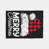 Merry Christmas Buffalo Plaid Red Santa Hat Xmas P Fleecedecke (Vorderseite (Horizontal))
