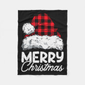 Merry Christmas Buffalo Plaid Red Santa Hat Xmas P Fleecedecke (Vorderseite)